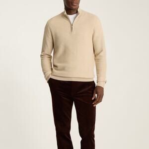 Bonobos Washable Cotton Cashmere Sweater Quarter Zip Pullover Preppy Size Large